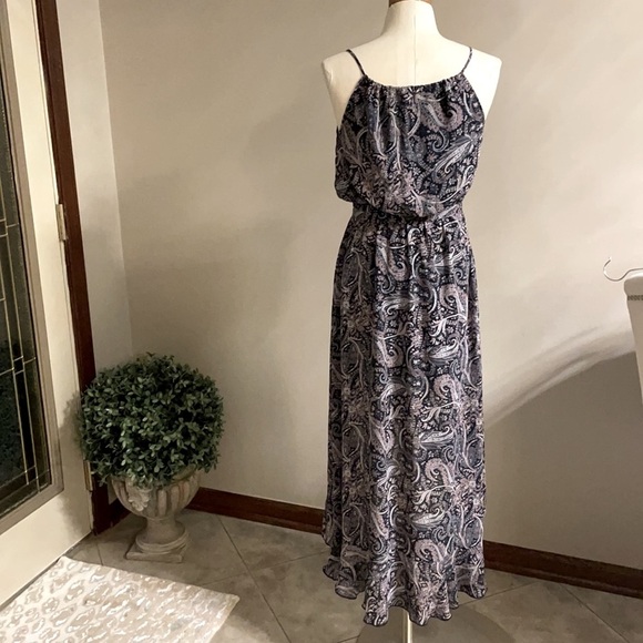 SUNDRESS blouson sundress Ruffled belted high low, casual vintage paisley Small - Picture 3 of 17